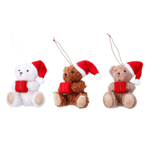 Plush Bear Pendant Hanging Ornament Lovely Christmas Tree Decoration For Indoor Outdoor Holiday Party Decoration