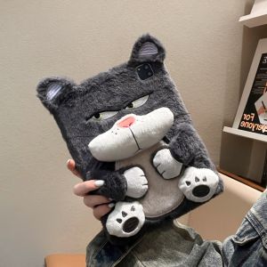 Fluffy Fuzzy Plush Fur Case Tablet For Apple ipad 10.9 Air6 Pro11 2024 Cute Cat 10.2 10.5 12.9 inch Air 4 5 Mini 6 7th 8th 9th