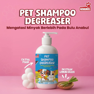 NOVAMOS Shampoo Degreaser Membersihkan Minyak Berlebih Kucing dan Anjing 250 ML