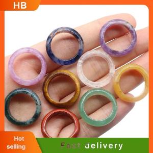 HB 1Pcs Natural Stone Rings Exquisite Agates Crystal Ring For Women Girl Fashion Finger Ring Party Wedding Jewelry Accessories Gift