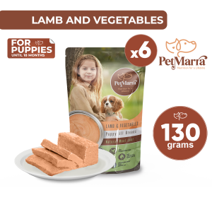 PetMarra Natural Meat Loaf Puppy Wet Food Pouch up to Ages 18 Months Lamb and Vegetables Flavor 130g BUNDLE OF 6