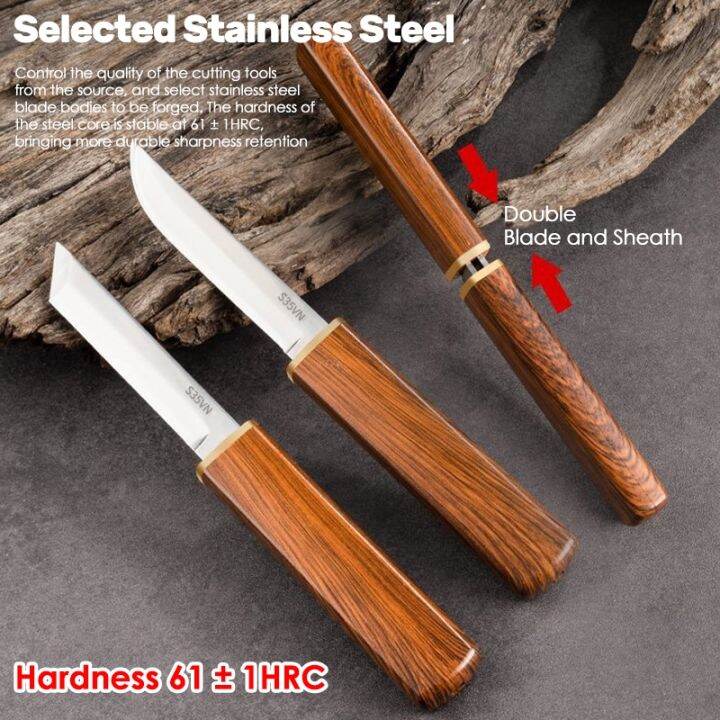 japanese double knife Stainless Steel Fruit Double Knife Outdoor ...