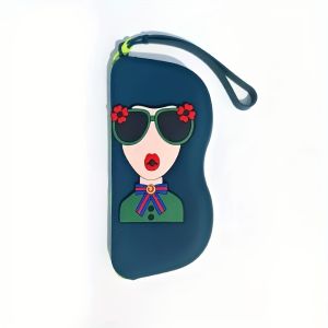 One Stylish New Silicone Glasses Case with Carrying Strap Portable Travel Eyeglasses Storage Bag for Lipstick and Earphones Fashion Glasses Holder Box - Cute Gift Suitable for Mom Girlfriend Wife and Kids Fashionable Cartoon Design