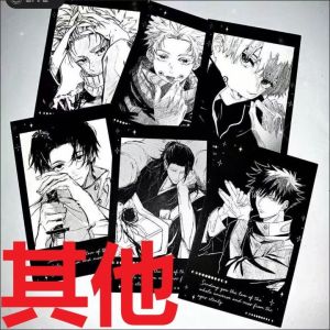 6Pcs/Pack Anime Black White style Jujutsu Kaisen Satoru Gojo InumakiToge Geto Suguru Fushiguro Megumi Okkotsu Yuta Merch Fans Collection Character Card Birthday Gift