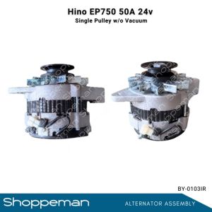 HINO EP750 ALTERNTAOR ASSEMBLY SINGLE PULLEY WITHOUT VACUUM 50A 24V BY-0103IR