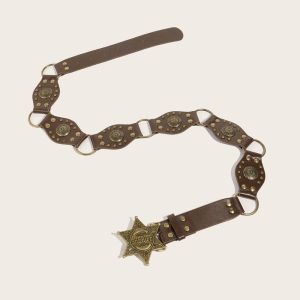 MUMU Da PU Vòng đệm Thắt lưng Gothic steampunk Đinh tán cổ điển Thắt lưng cinch Hoài cổ Rộng Nữ