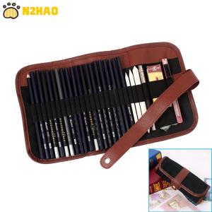 【N2HAO】 Canvas pen curtain pen bag 24 hole large capacity sketching color lead roll pen