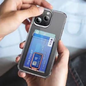 INOVAGEN Transparent Magnetic Card Wallet Phone Stand Snap-On Pocket Card Slot Phone Holder Portable Foldable Use