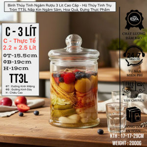 Bình Thủy Tinh Có Vòi 3 Lít Cao Cấp - Hũ Thủy Tinh Trụ Trơn TT3L Ngâm Rượu Đựng Nước Hoa Quả Detox Decor Sang Trọng