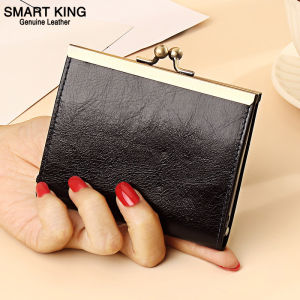Smart King New Genuine Cow Leather For Women Card Holder Retro Card Clip Multi-Card Position Coin Bag Clutch Bag