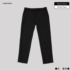 Gutermann Celana Bahan Formal Pria Slim fit Stretch Pants BLACK Trouser