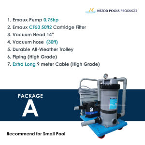 PORTABLE SWIMMING POOL VACUUM TROLLEY SET READY INSTALLED WITH PUMP AND CARTRIDGE FILTER - NEZOD POOLS PRODUCTS
