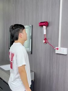 Hair dryer storage rack without punching bathroom wall mounted bracket air duct storage and placement rack