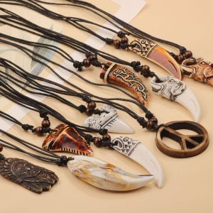 HOTOTO Adjustable Necklace Resin Ethnic style Shark Tooth Necklace Gifts Tribal Style Pendant