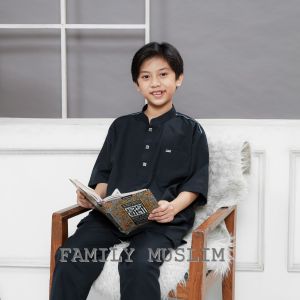 Setelan koko muslim anak 7-14 tahun lengan pendek baju muslim laki laki koko kurta  katun premium