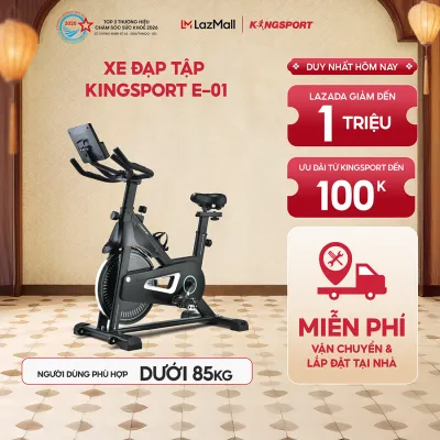 Miễn phí lắp đặt I Xe đạp tập KINGSPORT Active E-01 thiết kế năng động bánh đà 6kg kháng lực từ tính êm ái tích hợp đồng hồ đo lường chỉ số