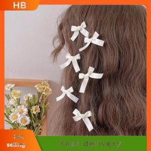 HB 10PCS Bowknot Hair Clips Sweet Ballet Ribbon Bow Hairpins Bang Clip Korean Girls Mini Grabs Clips Headwear Hair Accessories