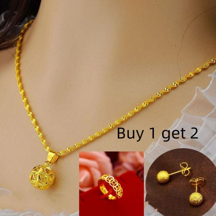 Saudi Gold 24K Nasasangla Necklace Accessories for Women Ball Pendant  Wedding Jewelry Set Does Not Fade Lucky Pixiu Wedding Jewelry Lucky Charm 