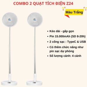 Quạt Tích Điện Mini Zlife Z24 Cỡ Lớn Pin Trâu 15.000mAh 4 Cấp Gió Có Giá Đỡ & Sạc Điện Thoại