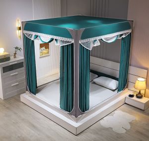 มุ้งม่าน มีพื้นมุ้งตาข่าย แถมม่านมุ้ง ใช้เสาสแตลเลส มุ้งกันยุง 5ฟุต 6ฟุต 6.6ฟุต มุ้ง ครอบที่นอน มุ้งเต็นท์ พับเก็บง่าย