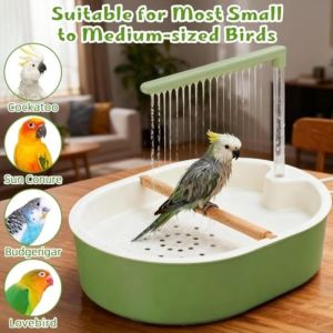 LIUJIR Circulating Water Automatic Bird Bathtub Large-capacity with Resting Stick Bird Bath Shower Practical Comfort Parrot Bathing Pool Indoor Cage