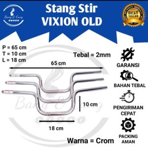 B&C - Stang Setang Stir Vixion Old Lama pnp CB GL Megapro Rx King Cb150R Tiger CROM / Setang Stir Motor Vixion Lama Old Tebal Murah