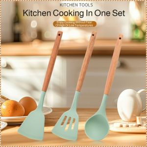 Cooking Spoon Thickening Spatula Fits the Hand Cooking Spatula Set Curved Handle Flexible and Easy to Use