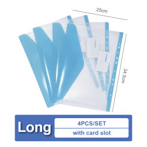 Loose Leaf File Bag Long for 3/4/5 Binder Folder Binder Pocket Transparent Document Bag File Organizer 4Pcs