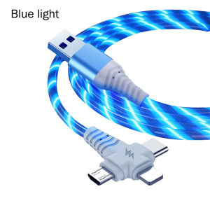 3 in 1 LED Glow Flowing Charger Cable Luminous Lightning Micro USB Type C Charging Cable for Universal Mobile Phone Tablet