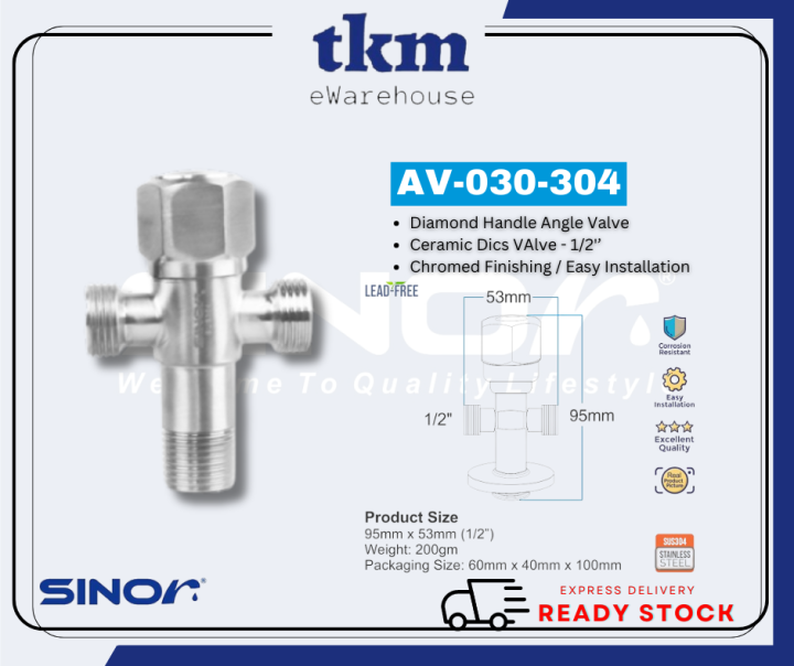 Sinor Sinor AV-030-304 SUS304 Stainless Steel Two Way Angle Valve | Lazada