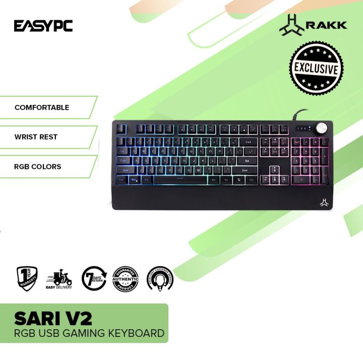 EasyPC | RAKK Sari V2 RGB Usb Built-in Wristrest Doubleshot Keycaps ...