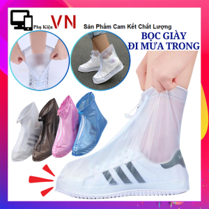 Bọc Giày Đi Mưa Cổ Cao Chống Nước Có Khóa Kéo - Ủng Bọc Giày Đi Mưa Nhựa Dẻo Chống Trượt Tiện Lợi - Ủng Đi Mưa Dáng Cao Cổ Chun Chống Nước Chống Trơn Trượt Có Khóa Kéo Tiện Dụng