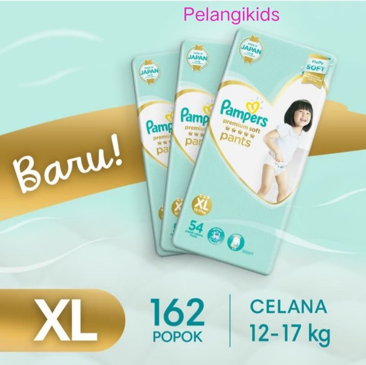 Pampers Premium Care Popok Celana Bayi XL 54 Karton isi (162 pcs