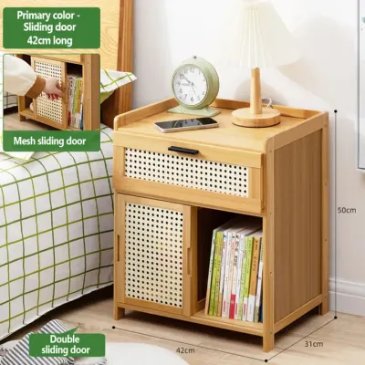 [On Hand] Bamboo Bedside Table with drawer side table bedroom Storage Cabinet