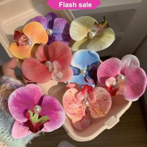 SHENHAO2🎀 Hàn Quốc Ngọt Ngào Phong Lan Tóc Clip Cho Người Phụ Nữ Nhân Tạo Hoa Kẹp Tóc Barrettes Clip Wedding Party Mũ Nón Phụ Kiện Quà Tặng