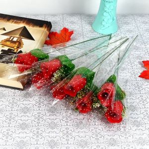 1PCS Rose red High-Grade Artificial flower Fake Flower For home party rose artificial flower wedding party decoration Valentines Day gift artificial rose
