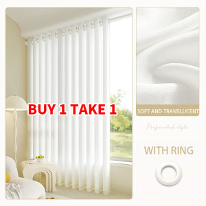 BUY 1 TAKE 1 Gauze curtain Solid Color White Sheer Curtain for Living Room Bedroom Kitchen Door Window with Ring Korean Sheer Curtain Lace