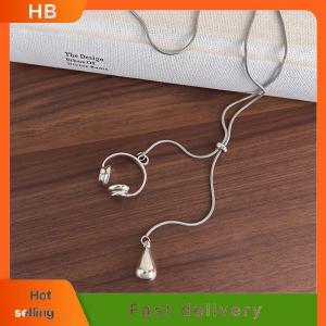 HB Fashion Silver Earphones Water Droplet Pendant Necklace INS Style Minimalist Long Pull-out Sweater Chain Jewelry Accessories