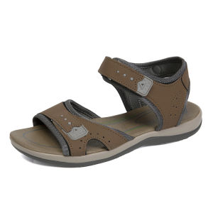 [Free Shipping] WomenS Summer New Casual And Comfortable Flat Sandals With A Fish-Mouth Design Featuring A Hollowed-Out Pattern And Velcro Straps Perfect For The Beach