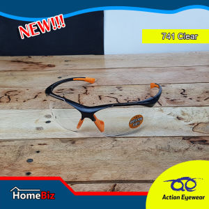 Action Eyewear  รุ่น 741 Clear แว่นใส2020แว่นตานิรภัย แว่นตากันUV แว่นขี่จักรยาน กันลม กันฝุ่น กันน้ำลาย แว่นใสใส่วิ่ง แถมฟรี ซองผ้าใส่แว่น