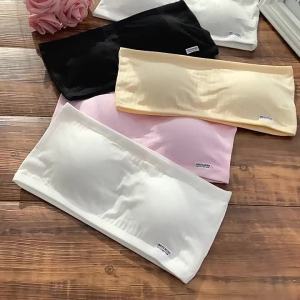 Shipped from China [2025] Strapless Cotton Tube Top for Girls with Inserts Summer Sweat-Absorbing Bra for Middle School Students 12