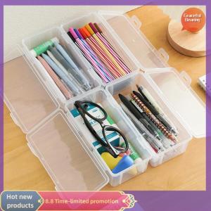 Graceful 1PC Large Capacity Plastic Pencil Box Stackable Translucent Clear Pencil Box Office Supplies Storage Organizer Box