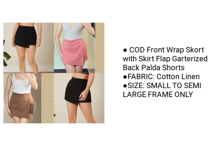 COD Front Wrap Skort with Skirt Flap Garterized Back Palda Shorts