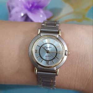 Đồng hồ nữ Crystal mặt trãi tia dây thép không gỉ second hand si nhật- đã qua sử dụng