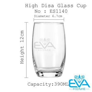 Ly Thuỷ Tinh Uống Nước Chịu Nhiệt Dáng Oval Lùn 370Ml Short Oval Glass Cup ES7018-2