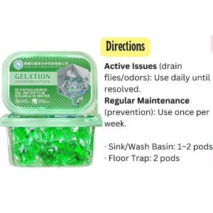 [SG In Stock]Drain Pipe Cleaner Gel Pods 30pcs|Kitchen Bathroom Sink Toilet Floor Drain Deodorizer Cleaner Odor Pods