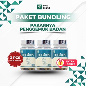[3 Botol Bundling] BULKCAPS Penggemuk Badan Suplemen Penambah BB Vitamin Nafsu Makan Aman Herbal Alami Halal BPOM untuk Pria Wanita