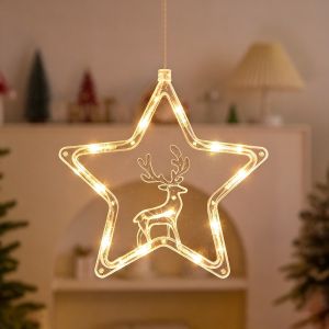 NAELIN Giá đỡ bằng cốc hút Đèn hút chân không Giáng sinh Sử dụng pin Thiết kế treo Đồ trang trí treo LED Lễ hội Đèn LED chiếu sáng Đèn trang trí cửa sổ Để trang trí nhà cửa