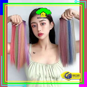 MI-K144 Wig Jepit Rambut Palsu Lurus Panjang Single Hair Extention Colourful Wanita / Klip Wig Rambut Palsu Cewek Korea Warna Warni Hair Clip Import