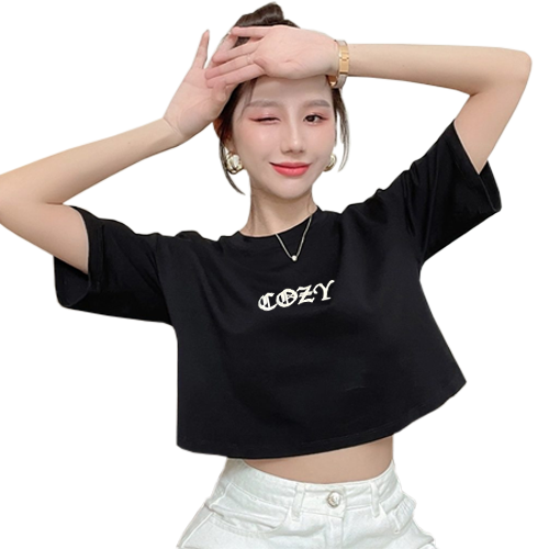 New Arrival Oversized Loose Shirt short sleeves crop top Graphic
